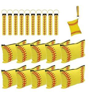 Softball Cosmetic Bags with matching keychains